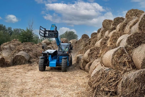 わらの山およびペーパー ロールのためのベール クランプが付いている 4WD 3.5 トンの望遠鏡のフォークリフト
